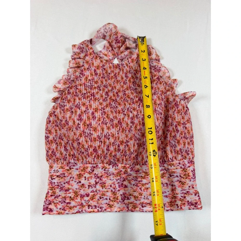 Amur Women's Caelynn Floral Smocked Ruffle Cross Back Top Size‎ XS